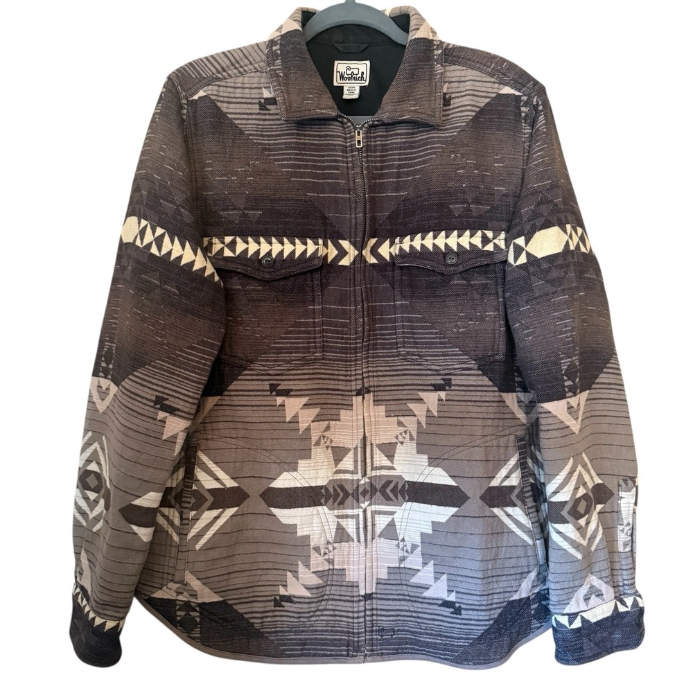 Woolrich Flannel Shacket Shirt Jacket M Southwestern Soft Cotton Aztec Cowboy